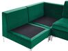 Right Hand 4 Seater Modular Velvet Corner Sofa with Ottoman Green EVJA_789616