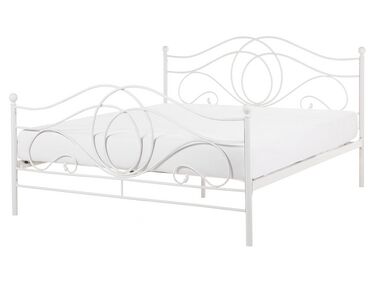 Kovová posteľ 160 x 200 cm biela LYRA