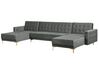 5 Seater U-Shaped Modular Velvet Sofa Grey ABERDEEN_741292