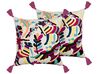 Set of 2 Embroidered Cotton Cushions Animal Motif 50 x 50 cm Multicolour RAIGANJ_829501
