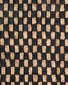 Teppich Leder schwarz / beige 140 x 200 cm kariertes Muster Kurzflor GERCE II_757939