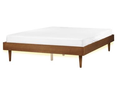 EU King Size Bed with LED Light Wood TOUCY