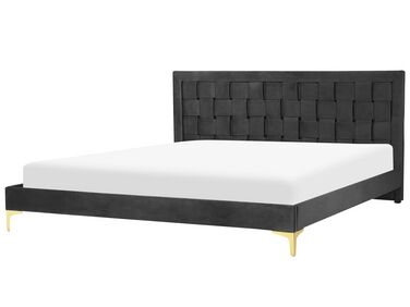 Łóżko welurowe 180 x 200 cm czarne LIMOUX