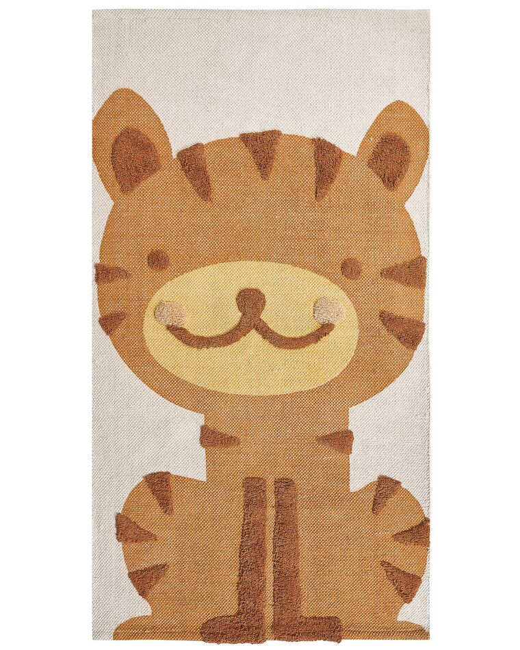 Cotton Kids Rug Tiger Print 80 x 150 cm Multicolour SIGLI_869036