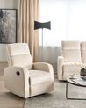 Fotel z manualną funkcją relaksu welurowy biały VERDAL_904696