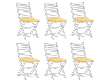 Sitzkissen für Stuhl TOLVE 6er Set gelb / weiß geometrisches Muster 31 x 39 x 5 cm