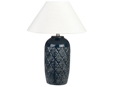 Lampa stołowa ceramiczna ciemnoniebieska TELIRE