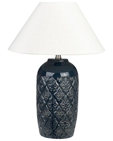 Lámpara de mesa de cerámica azul oscuro/blanco crema 56 cm TELIRE