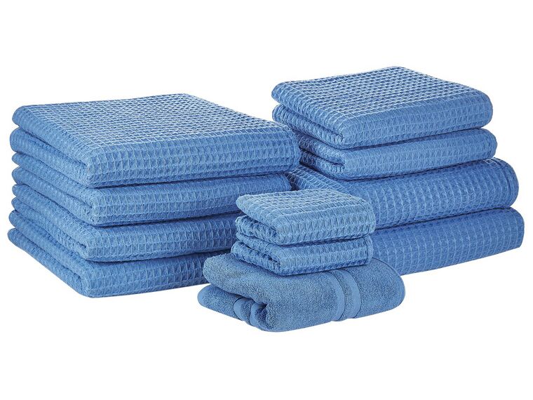 Set di 11 asciugamani in cotone blu AREORA_797677