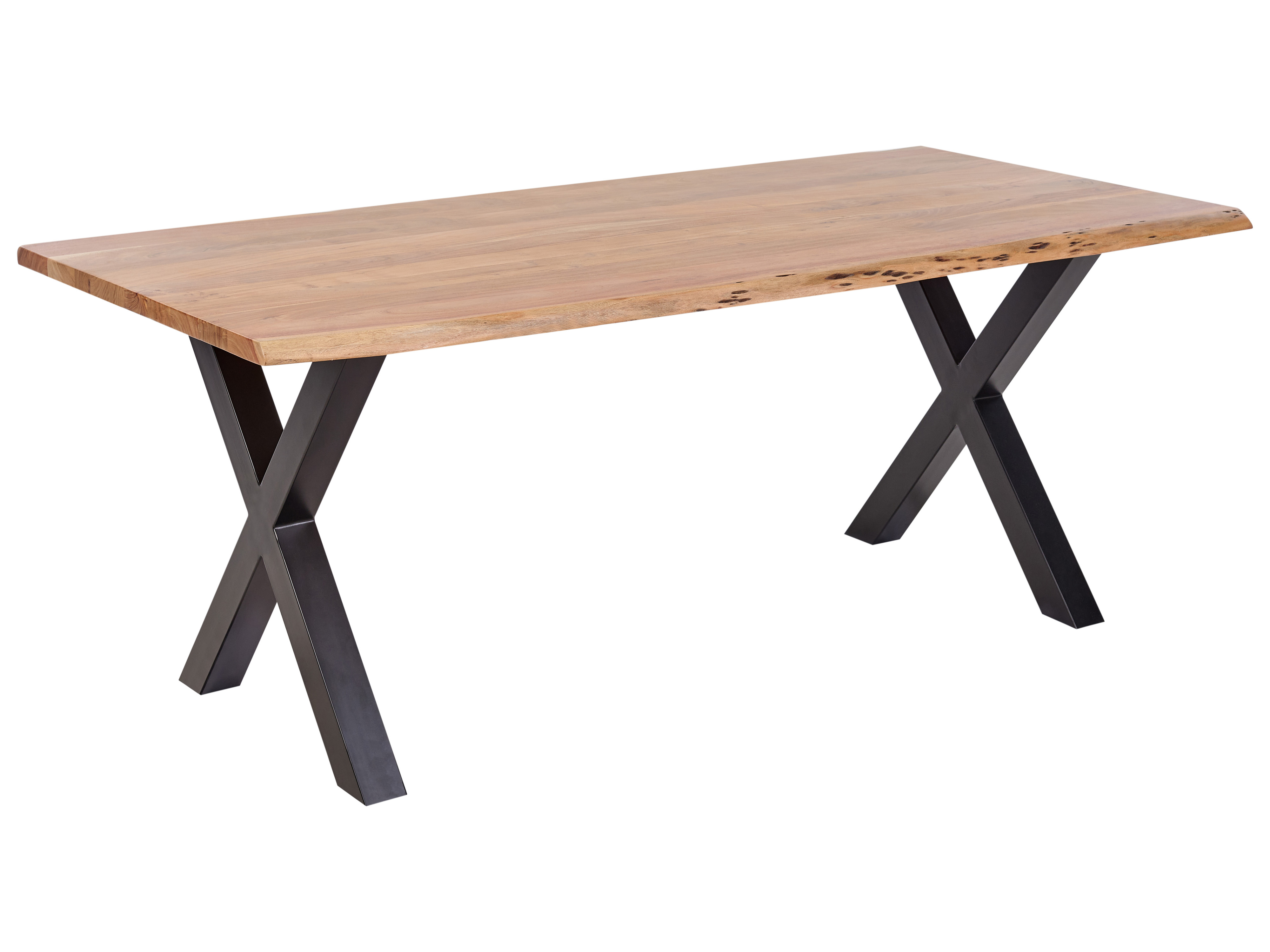 Ruokapöytä akasiapuu vaalea puu/musta 200 x 102 cm BROOKE Ruokapöytä akasiapuu vaalea puu/musta 200 x 102 cm BROOKE