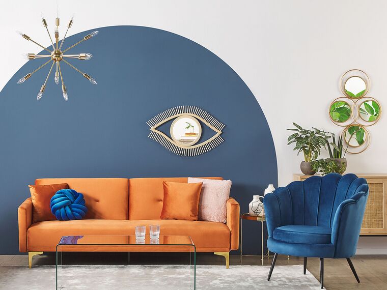 Velvet Sofa Bed Orange LUCAN Beliani.co.uk