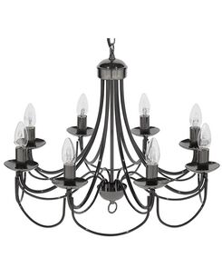 Kattokruunu 8 polttimoa metalli musta TEESTA