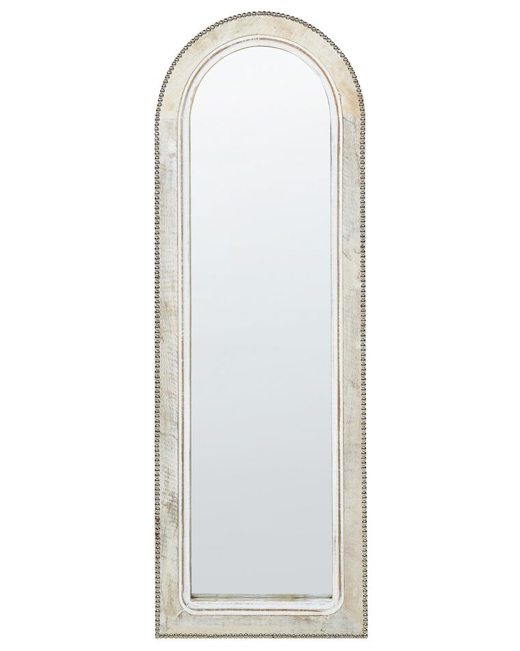 Drewniane lustro ścienne 31 x 91 cm złamana biel SARRY_899783