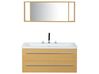 Béžový nástenný nábytok do kúpeľne so zásuvkou a zrkadlom ALMERIA_768669