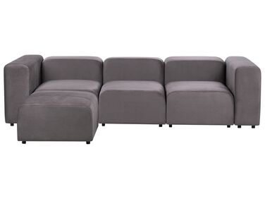 3 Seater Modular Velvet Sofa with Ottoman Dark Grey FALSTERBO