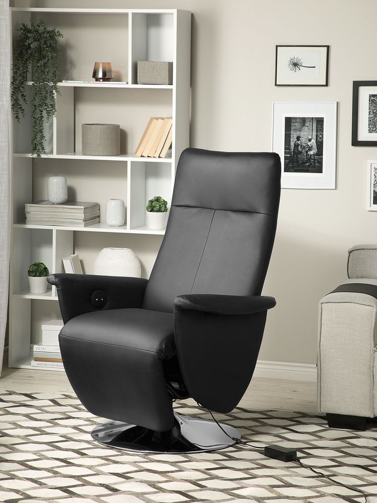 Faux Leather Recliner Chair Black PRIME Beliani.co.uk