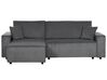 Canapé-lit d'angle à droite en velours côtelé gris graphite ABACKA_896834