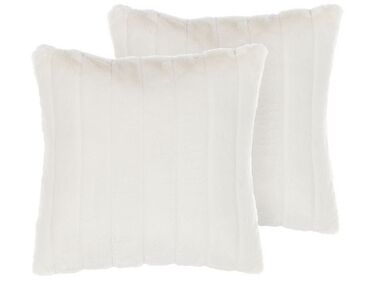 Set of 2 Faux Fur Cushions 45 x 45 cm White PUMILA