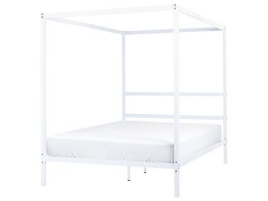 Łóżko metalowe z baldachimem 140 x 200 cm białe LESTARDS