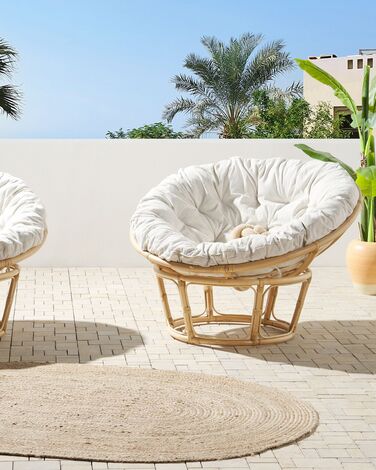 Set of 2 Rattan Chairs Natural and Light Beige SALVO