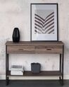 Konzolový stolík s 2 zásuvkami sivohnedé drevo/čierna AYDEN_884654