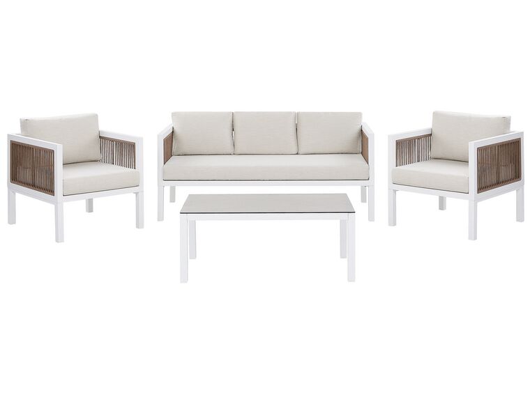 Lounge Set Aluminium weiß 5-Sitzer Auflagen beige BORELLO_796135