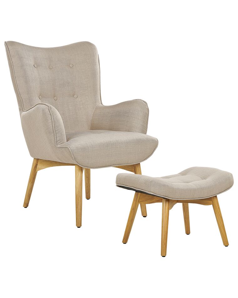 Wingback Chair with Footstool Beige VEJLE_912959
