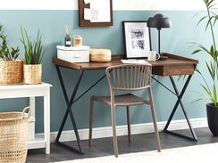 Työpöytä laatikolla 120 x 54 cm musta/tumma puu NOXON Työpöytä laatikolla 120 x 54 cm musta/tumma puu NOXON