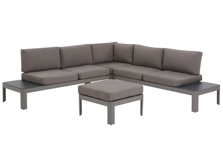 5 Seater Aluminium Garden Corner Sofa Set Grey FERENTINO_777827
