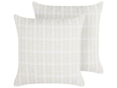 Conjunto de 2 almofadas decorativas em tecido creme e branco 45 x 45 cm DOURIS