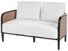 Lounge Set 2-teilig Aluminium schwarz 2-Sitzer Auflagen weiß MONTEFALCO_905493