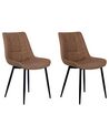 Set of 2 Faux Leather Dining Chairs Golden Brown MELROSE II_716676