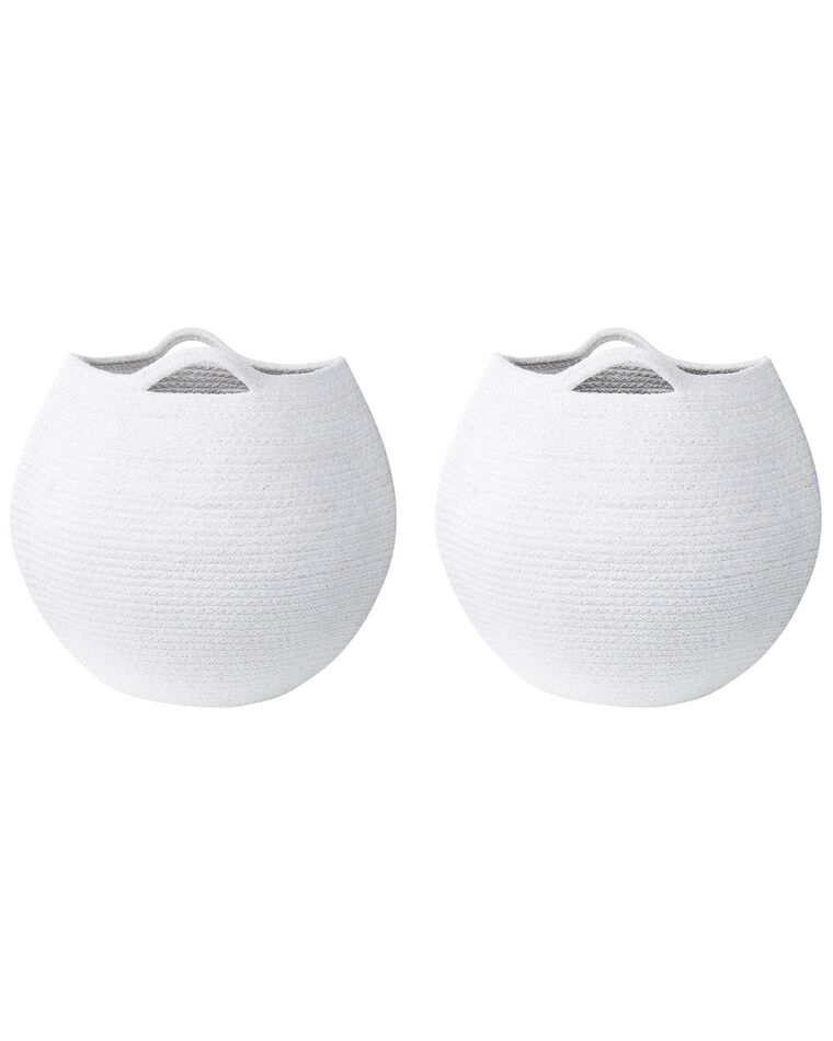 Conjunto de 2 cestas de algodón blanco crema 30 cm PANJGUR_846459