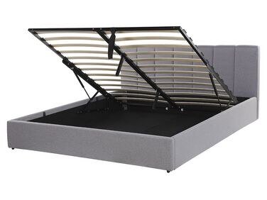 Čalúnená posteľ s úložným priestorom 160 x 200 cm svetlosivá DREUX