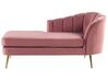 Chaise longue rechtszijdig fluweel roze ALLIER_870891