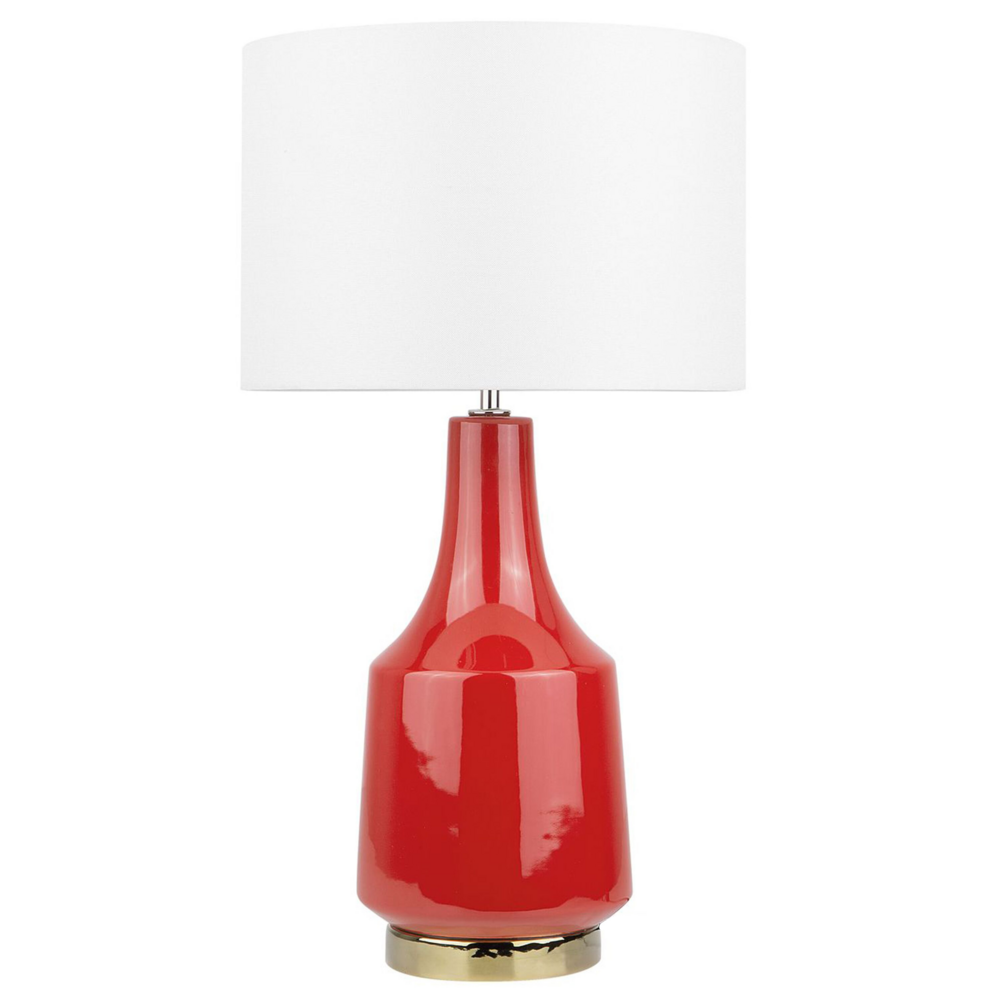 Lampa stołowa ceramiczna czerwona TRIVERSA