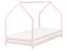 Łóżko dziecięce domek drewniane 90 x 200 cm  pastelowy róż APPY_913272