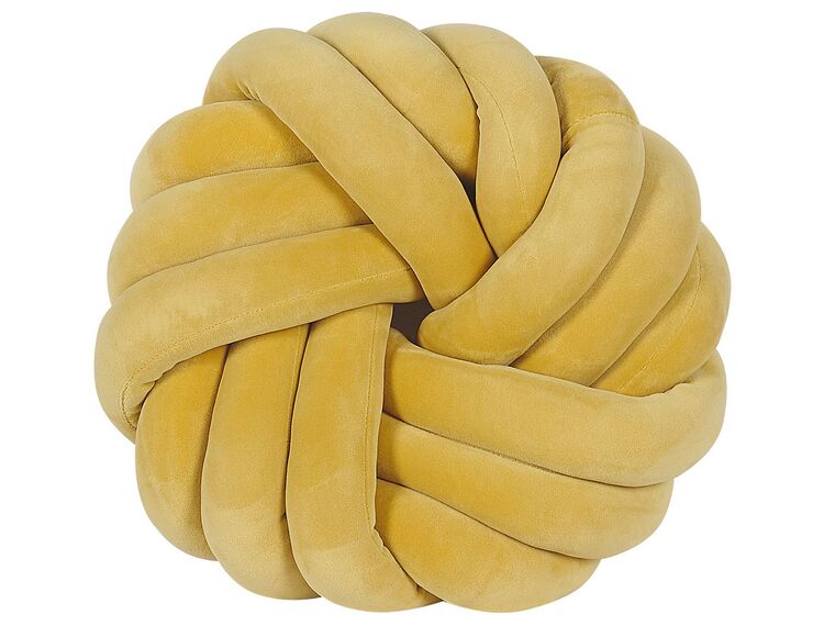 Velvet Knot Cushion 30 x 30 cm Yellow AKOLA_790170