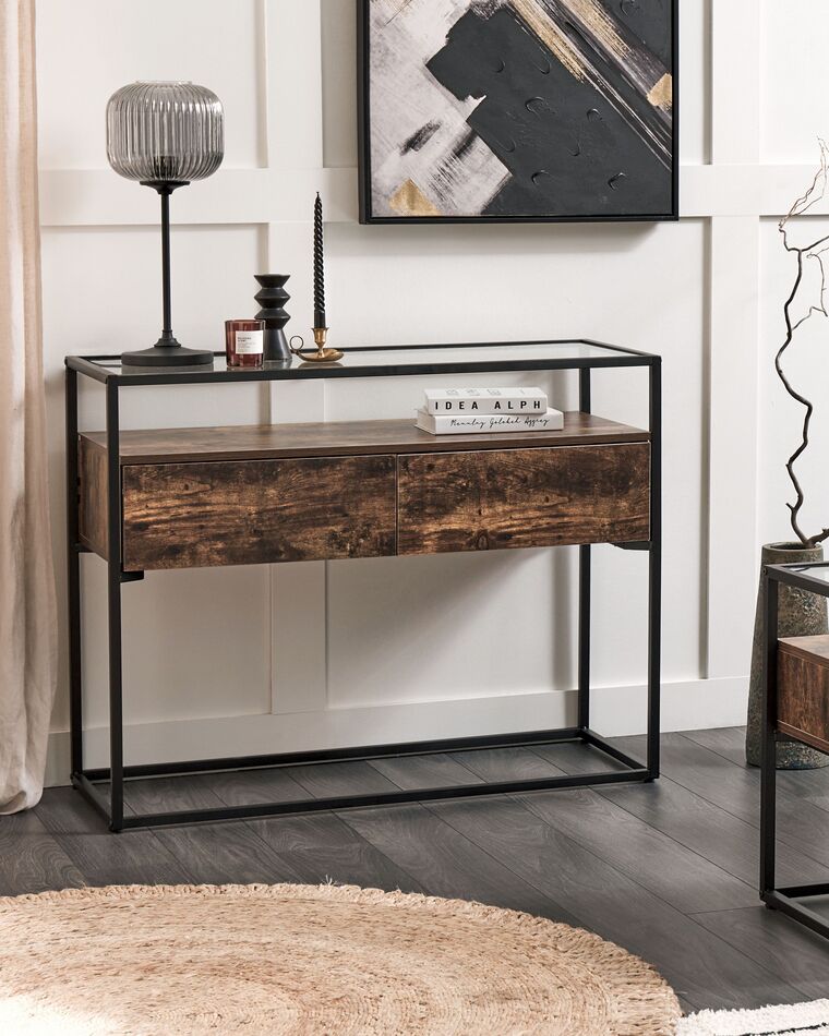 Kasalinea Meuble Console Murale en Verre Design Corinne-L 80 x P 30 x H 76 cm- Transparent