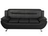 3 Seater Faux Leather Sofa Black LEIRA_687394