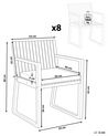 Zestaw 8 krzeseł ogrodowych akacjowy jasne drewno z poduszkami niebieskimi SASSARI_746317