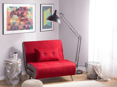 Fabric Single Sofa Bed Red FARRIS