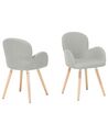 Conjunto de 2 sillas de comedor de poliéster gris claro/madera clara BROOKVILLE_731280