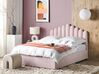 Polsterbett Samtstoff pastellrosa mit Bettkasten hochklappbar 160 x 200 cm VINCENNES_837332