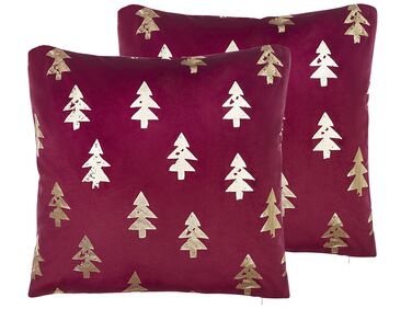 Sada 2 dekorativních polštářů s vánočním motivem 45 x 45 cm červené CUPID