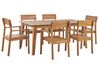 Conjunto de refeição de jardim 6 lugares em madeira de acácia clara FORNELLI_823570