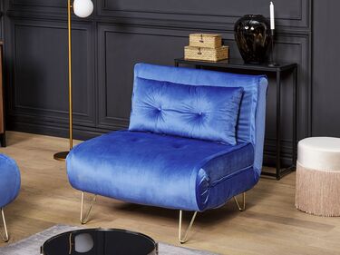 Velvet Sofa Bed Navy Blue VESTFOLD