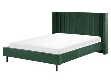 Łóżko welurowe 160 x 200 cm zielone VILLETTE