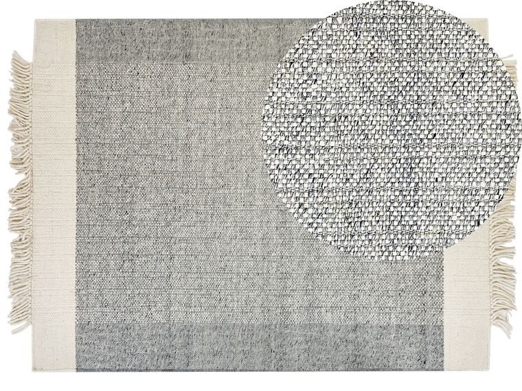 Tæppe 160 x 230 cm grå og hvid uld TATLISU_847125