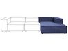 Left Hand Jumbo Cord Chaise Lounge Blue APRICA_908941